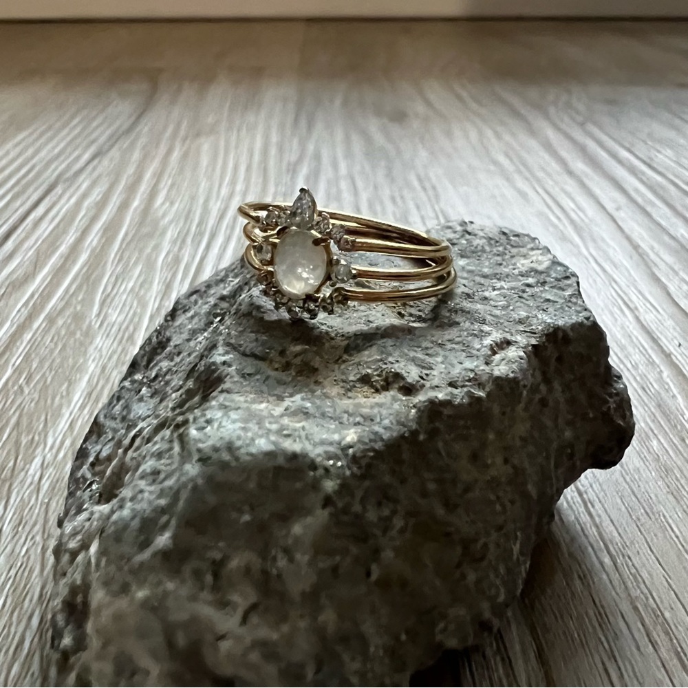 Size 8 - TAI JEWELRY - Stackable Crown Ring Set - White - Picture 8 of 15